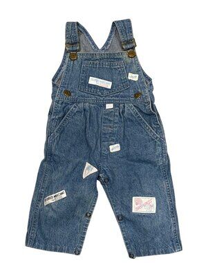 Vintage 90s Baby Guess Denim Overalls 12/18M Georges Marciano USA Embroidered Pa